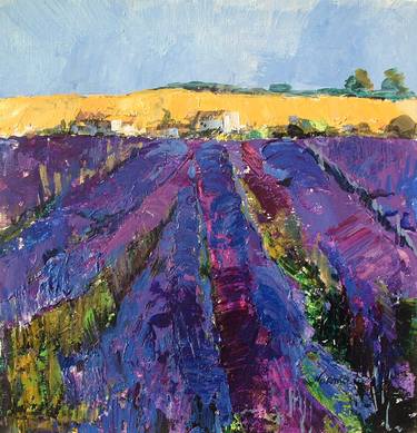 Field of lavander - Tuscany landscape painting thumb