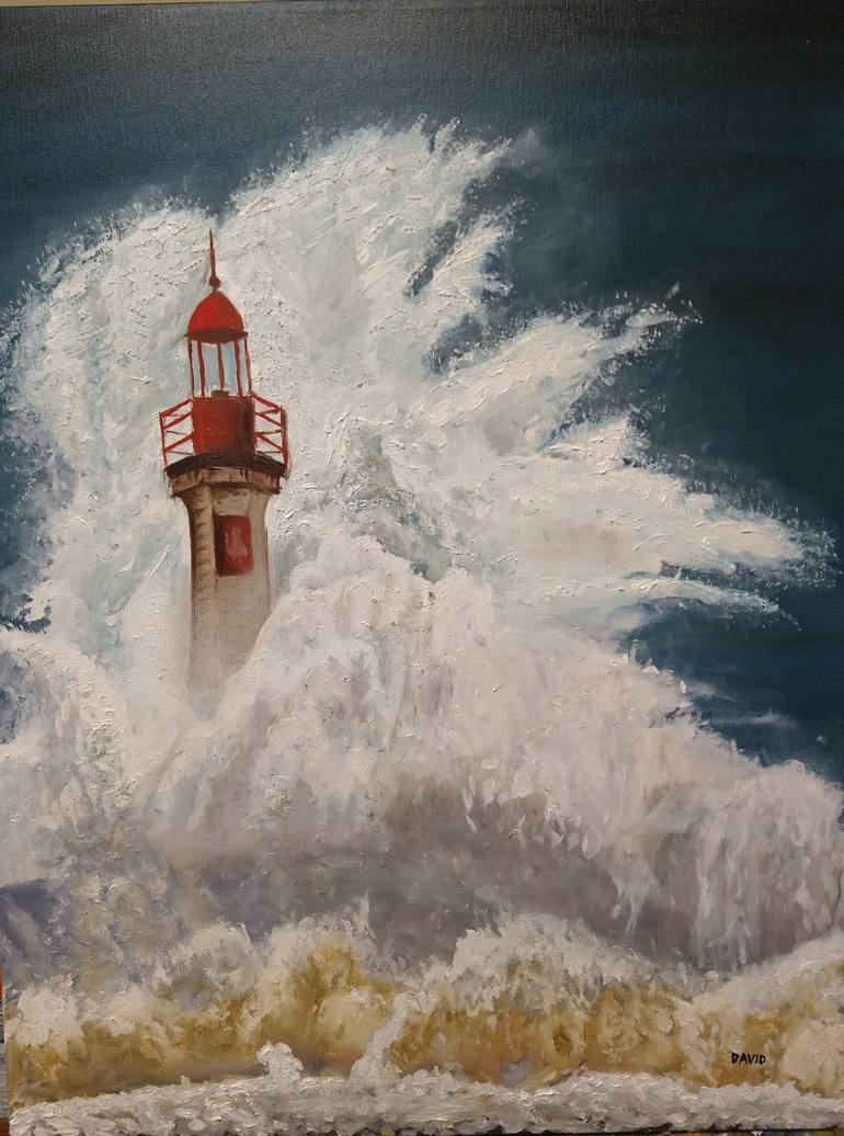 Original Seascape Painting by David Soria | Expressionism Art on Canvas | Under the storm