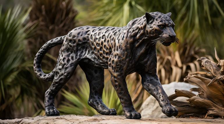 Original Art Deco Cats Sculpture by Handsong Gallery