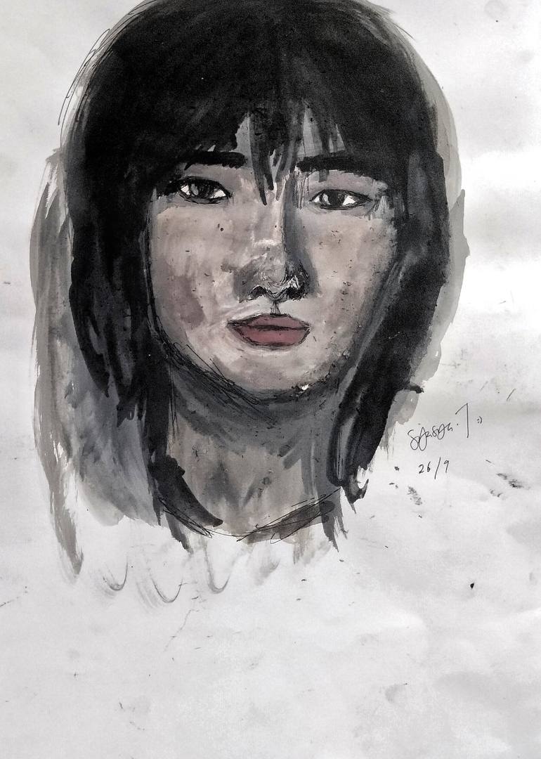 Original Fine Art Portrait Drawing by SYASYA TAIB