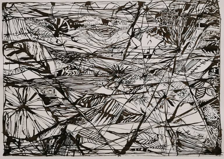 Original Abstract Drawing by Peggy Wavelet