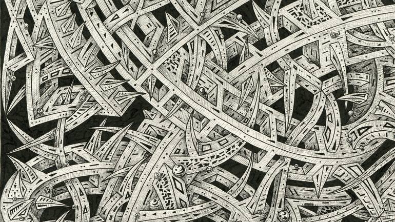 Original Geometric Abstract Drawing by Alex Angel