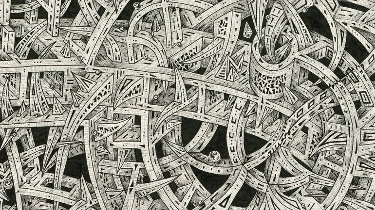 Original Geometric Abstract Drawing by Alex Angel