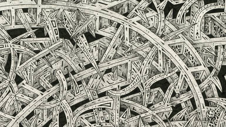 Original Geometric Abstract Drawing by Alex Angel