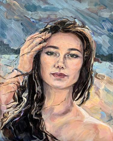 portrait of a girl on the seashore thumb