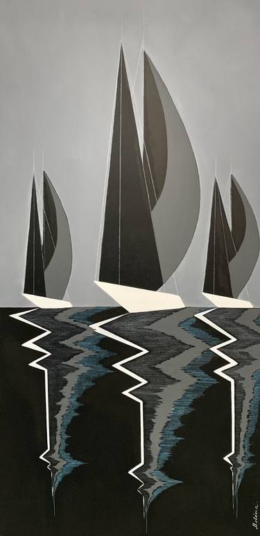 Print of Modern Sailboat Paintings by Katrina Moldova