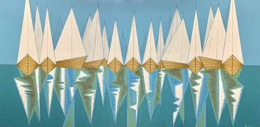 Print of Modern Sailboat Paintings by Katrina Moldova