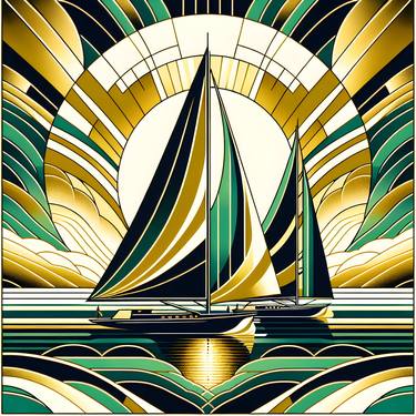 Print of Sailboat Digital by Katrina Moldova