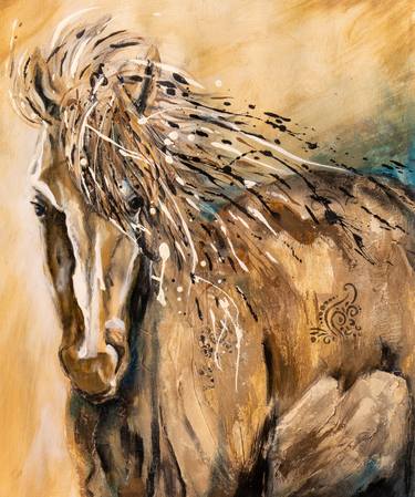 Original Abstract Expressionism Horse Paintings by Gail A McFarland