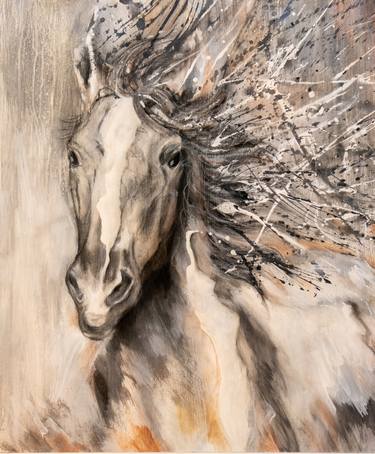 Original Abstract Expressionism Horse Paintings by Gail A McFarland