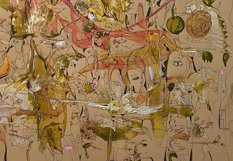 Original Abstract Expressionism Fantasy Painting by Yelena Lezhen