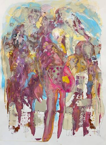 Original Abstract Expressionism Fantasy Paintings by Yelena Lezhen
