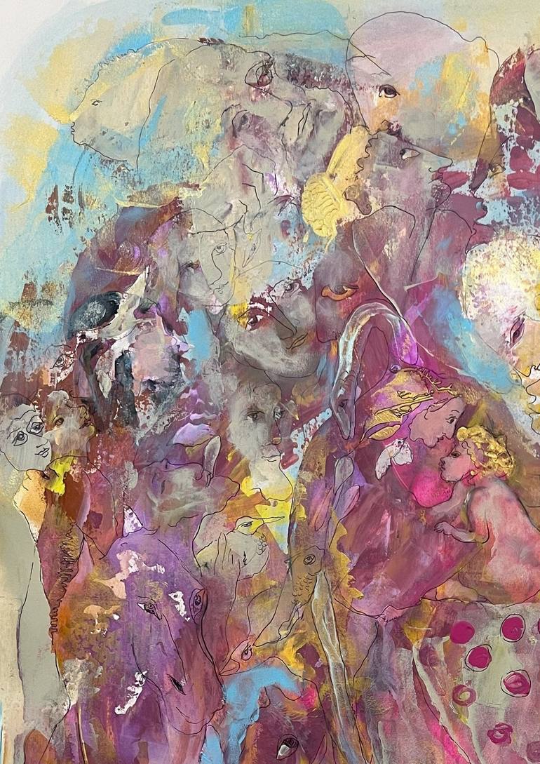 Original Abstract Expressionism Fantasy Painting by Yelena Lezhen