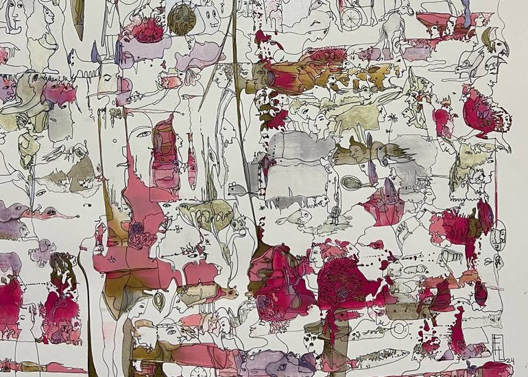 Original Abstract Expressionism Fantasy Painting by Yelena Lezhen