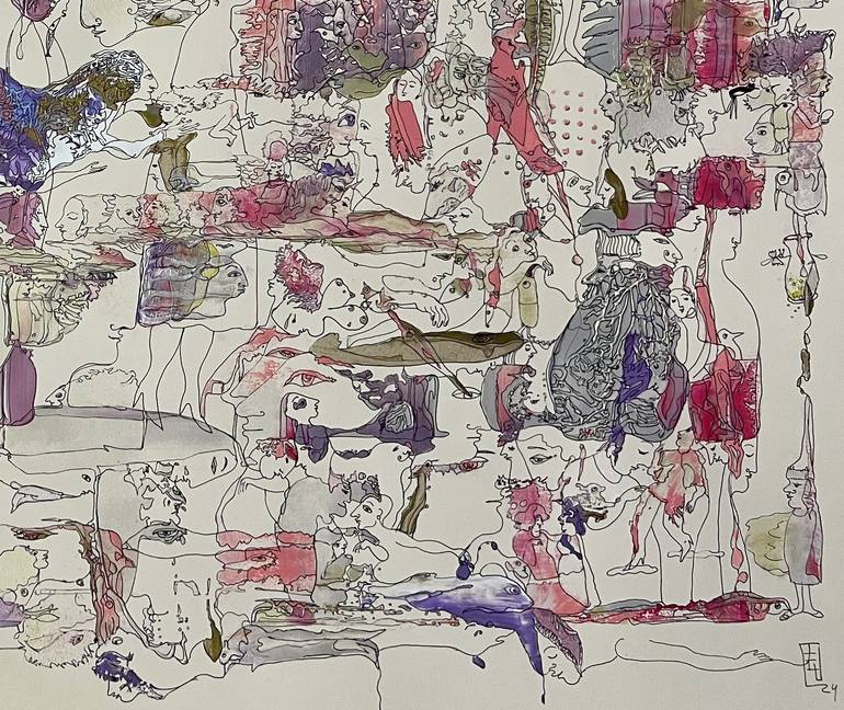 Original Abstract Expressionism Fantasy Painting by Yelena Lezhen