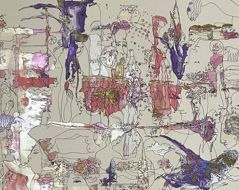 Original Abstract Expressionism Fantasy Painting by Yelena Lezhen