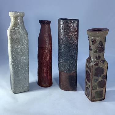 Raku Bottles and Bud Vase, Series No. 19 thumb