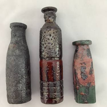 Three Raku Bottles, collection No. 22 thumb