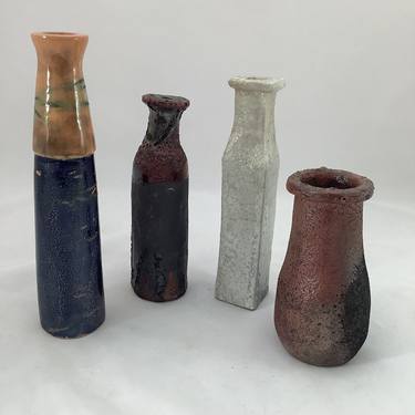 Three Raku Bottles and Bud Vase, Collection No. 24 thumb