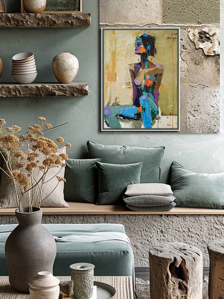 Original Abstract Expressionism Women Painting by Alexander Aksyonov
