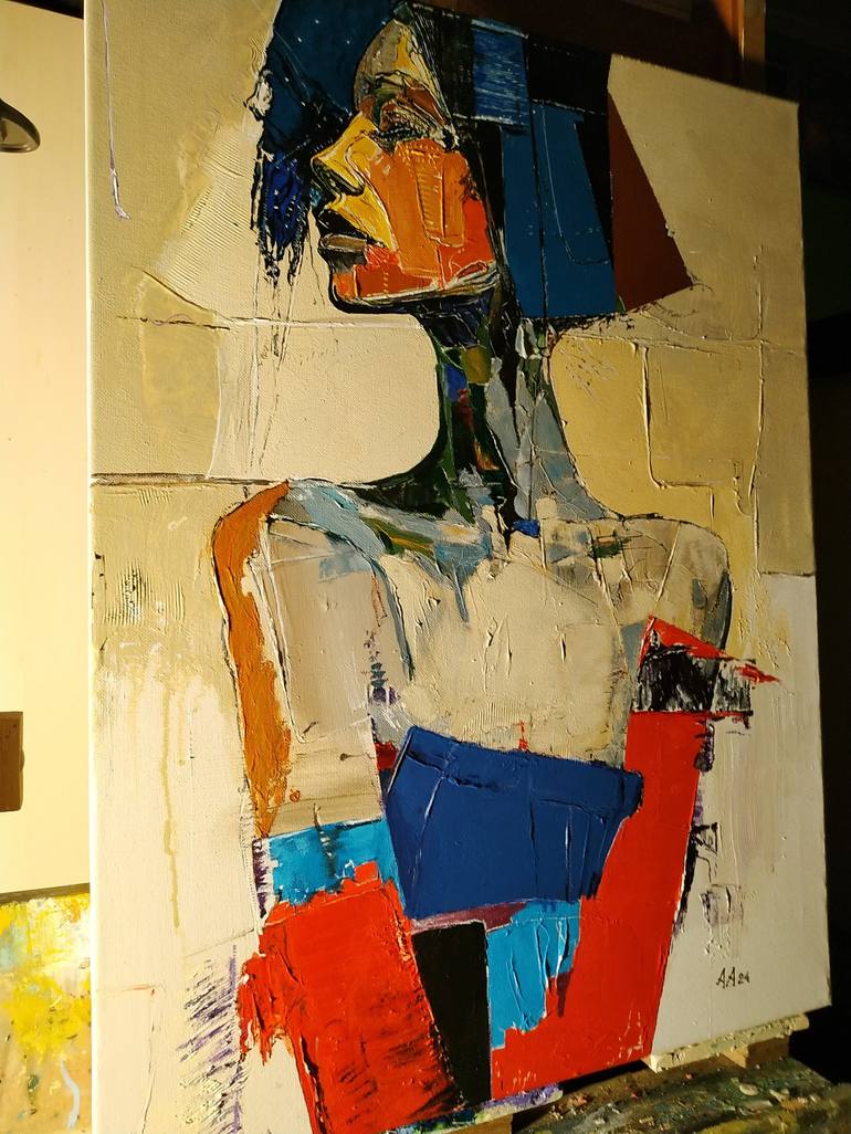 Original Abstract Expressionism Women Painting by Alexander Aksyonov