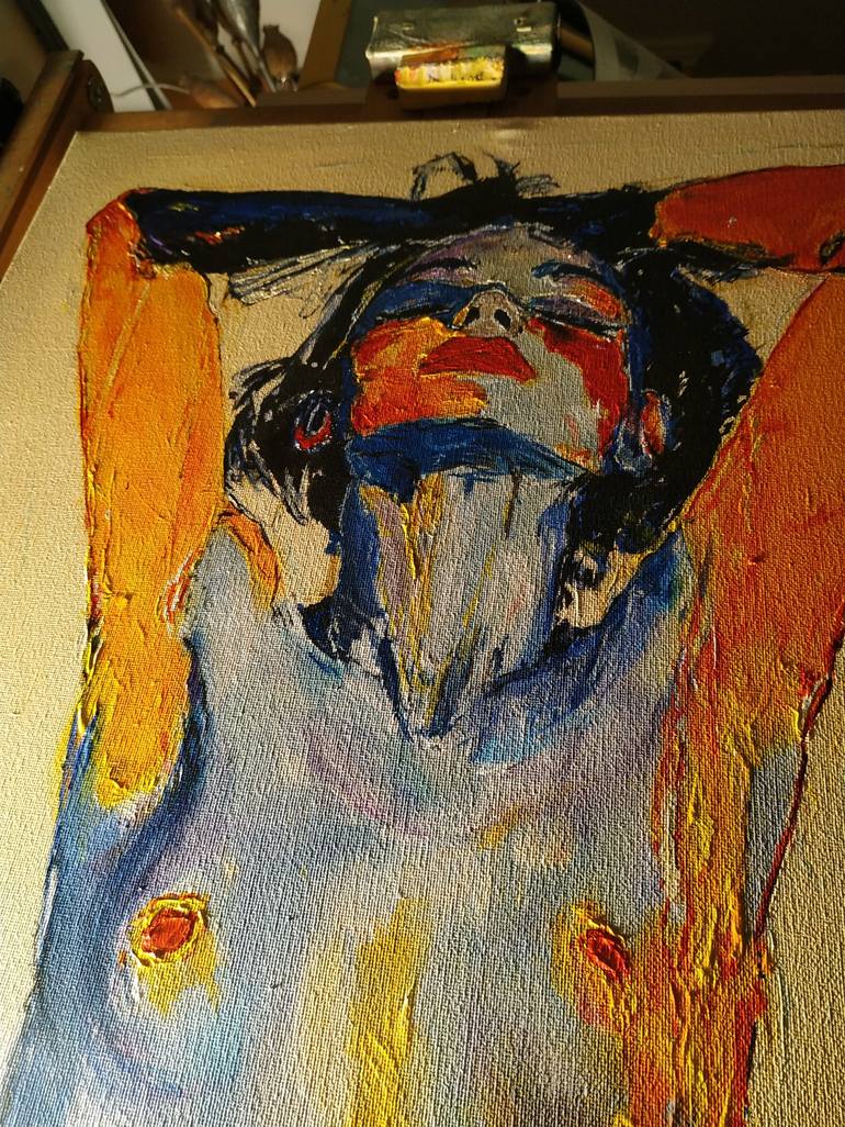 Original Abstract Expressionism Women Painting by Alexander Aksyonov