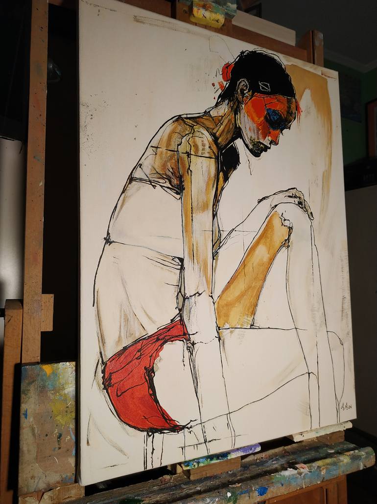Original Expressionism Women Painting by Alexander Aksyonov