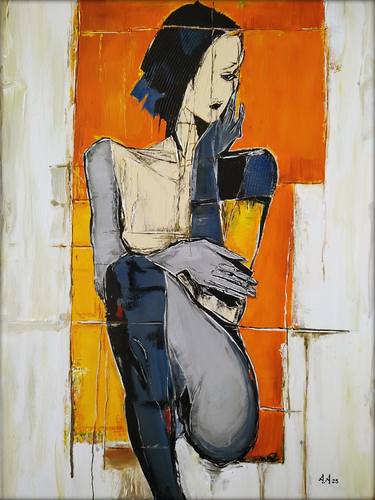 Original Abstract Expressionism Women Painting by Alexander Aksyonov