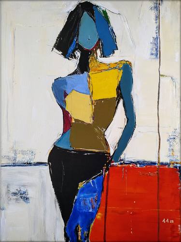 Original Abstract Expressionism Women Painting by Alexander Aksyonov