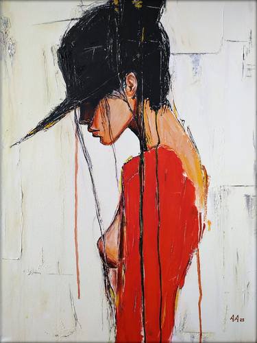 Original Abstract Expressionism Women Painting by Alexander Aksyonov