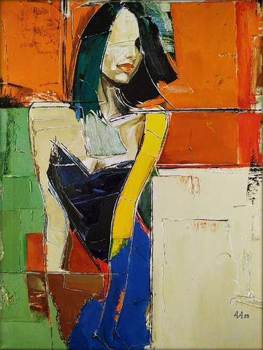 Original Abstract Expressionism Women Painting by Alexander Aksyonov
