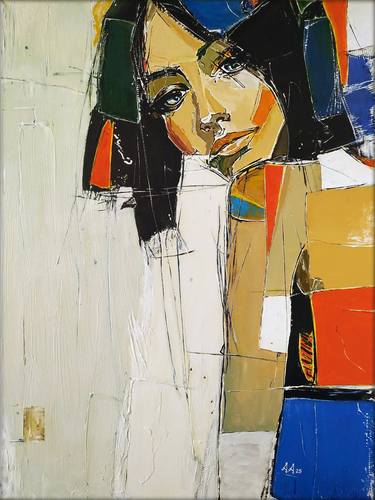 Original Abstract Expressionism Women Painting by Alexander Aksyonov