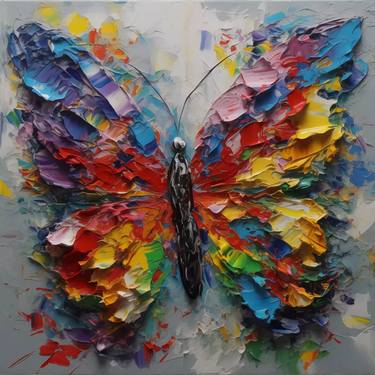 Original Textured Butterfly Oil Painting thumb