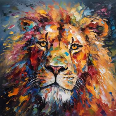 Original Lion Oil Painting on Canvas thumb