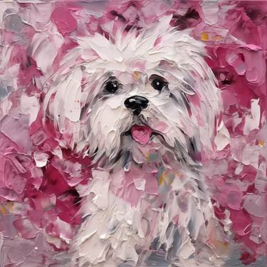 Pink puppy oil painting thumb