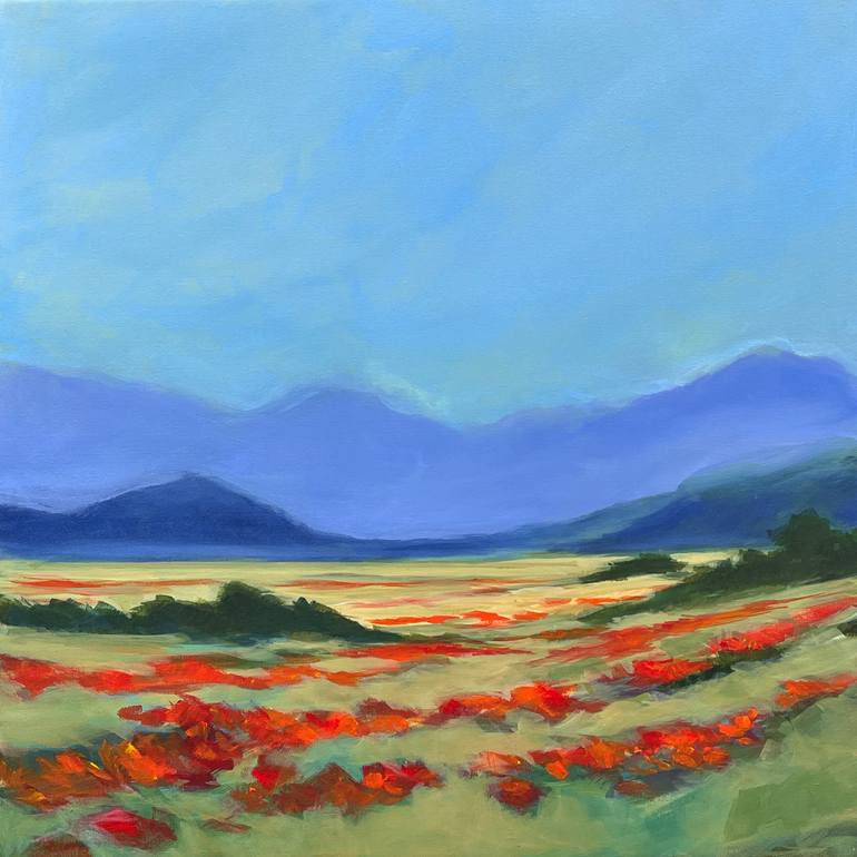 Original Landscape Painting by Filomena Booth | Abstract Art on Canvas | Flowers of the Field