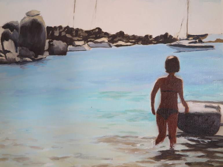 Original Figurative Beach Painting by karine Bartoli