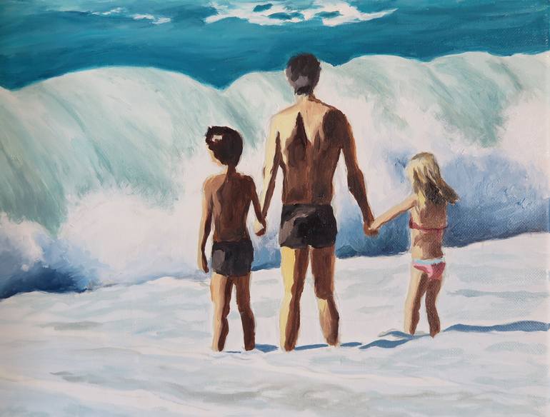 Original Figurative Beach Painting by karine Bartoli