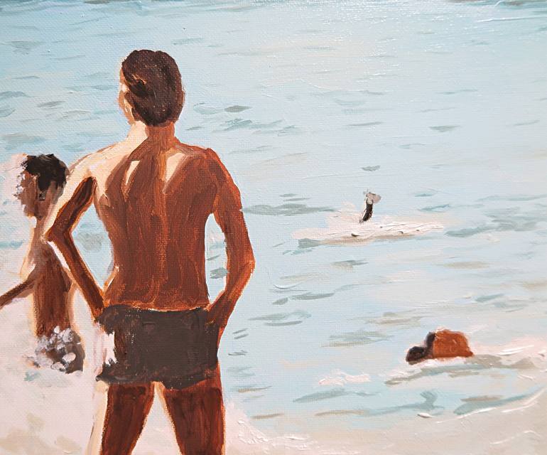 Original Figurative Beach Painting by karine Bartoli