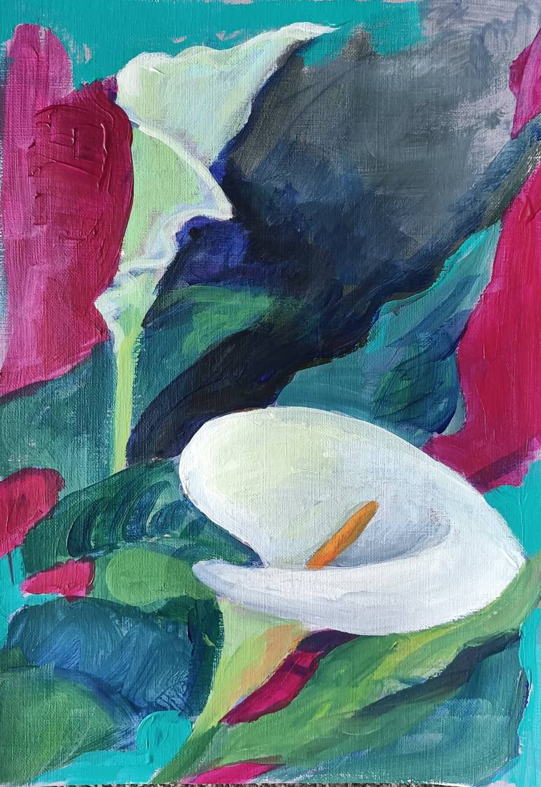 Calla Lilies Painting by Liz Adams | Saatchi Art