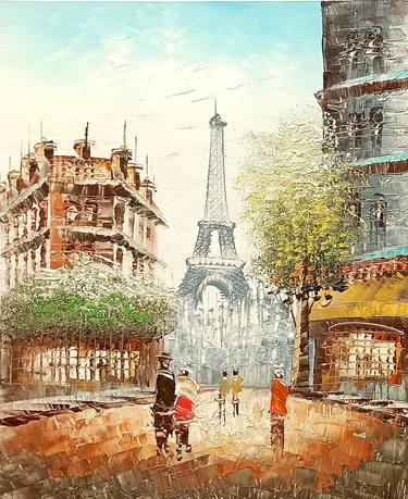 Handmade Paris Eiffel Tower Art / 13" x 17" thumb