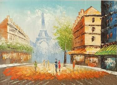 Handmade Paris Eiffel Tower Art / 17" x 13" thumb