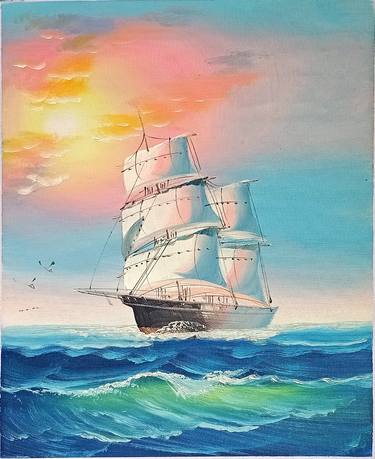 Original Ship Paintings by Glowvia Art