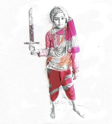 Digital Art Print of Ancient Child Warrior |  Print on Canvas thumb