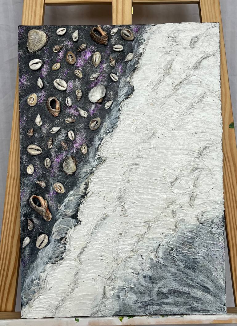 Original Painterly Abstraction Beach Painting by Anastasiia Nikitenko
