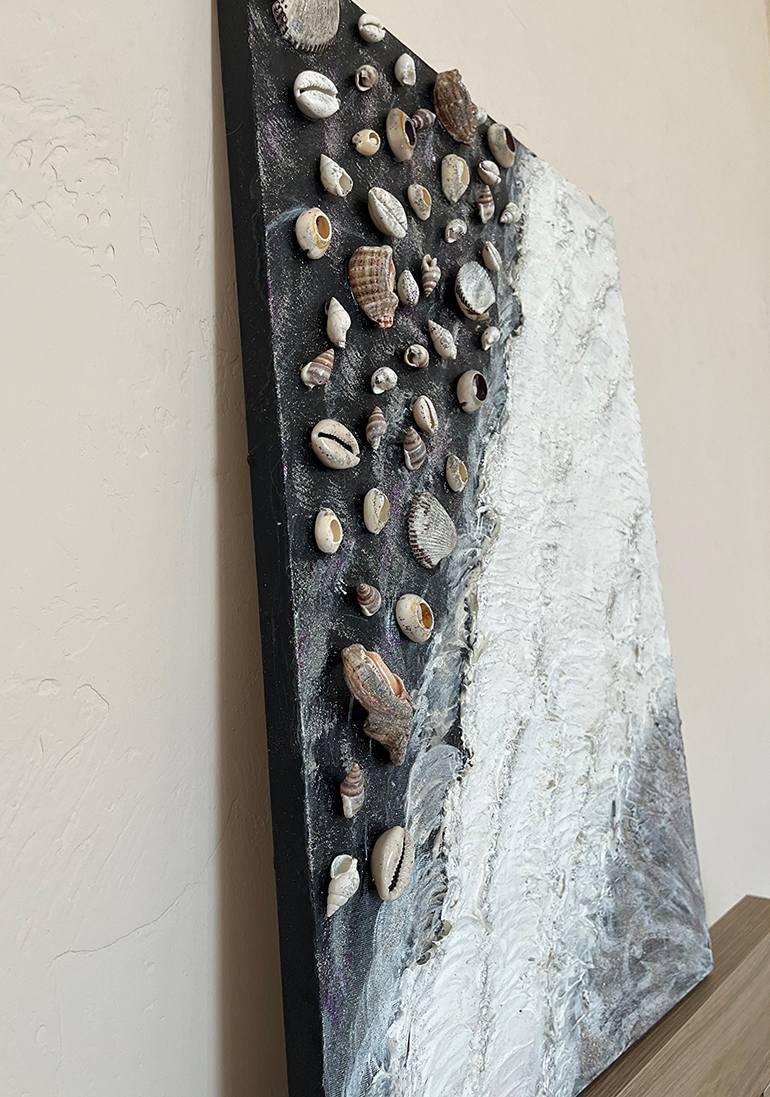 Original Painterly Abstraction Beach Painting by Anastasiia Nikitenko