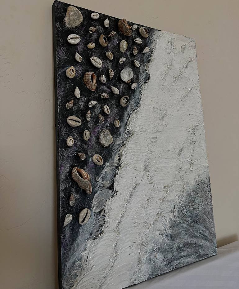 Original Painterly Abstraction Beach Painting by Anastasiia Nikitenko