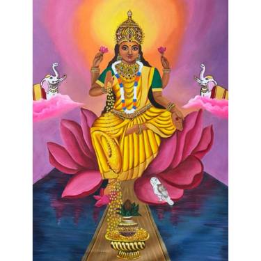 Indian Goddess Lakshmi painting-Big figurative painting thumb