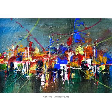 night city', Abstract on textured paper, Blue tone - 106 thumb