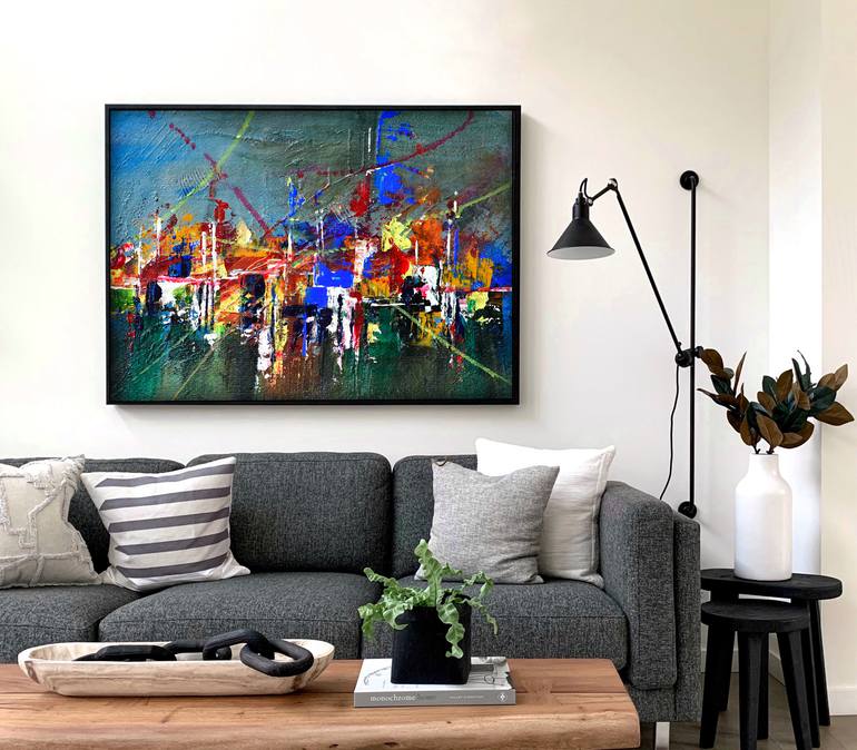 Original Art Deco Abstract Painting by Mahesh Annapure